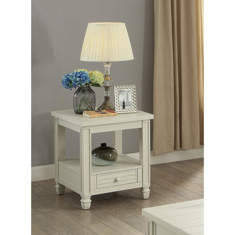 Table de bout avec rangement Massimo, Blanc