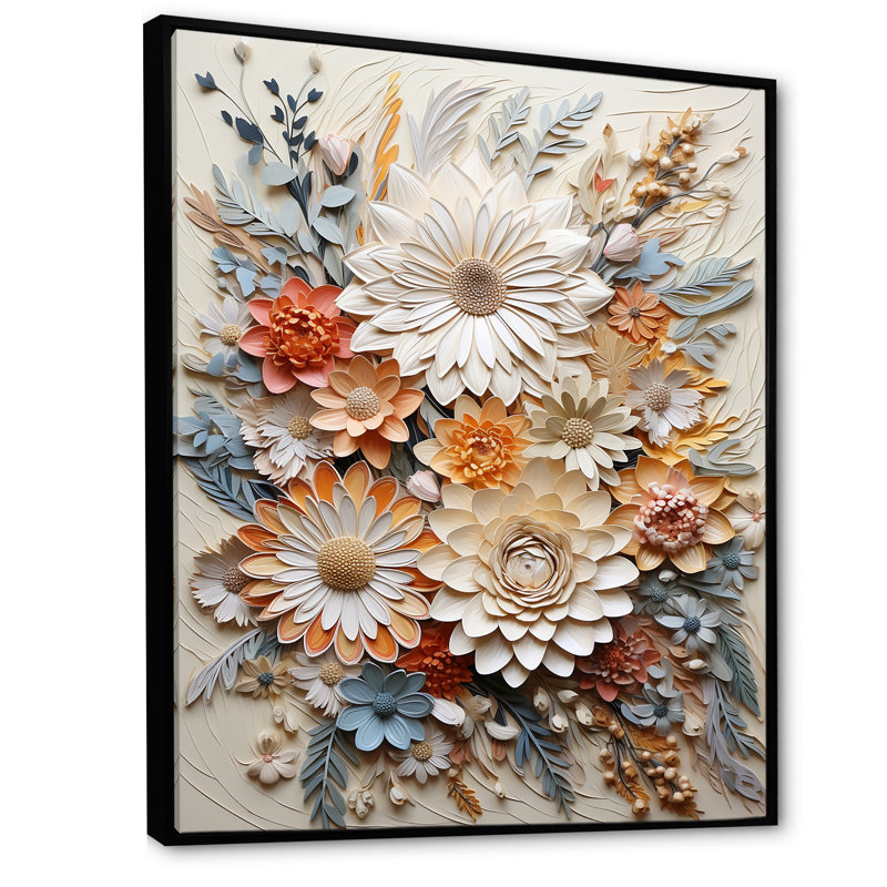 " Beige Botanical Wreath Unity ", Black Floater Framed, 32" H x 16" W