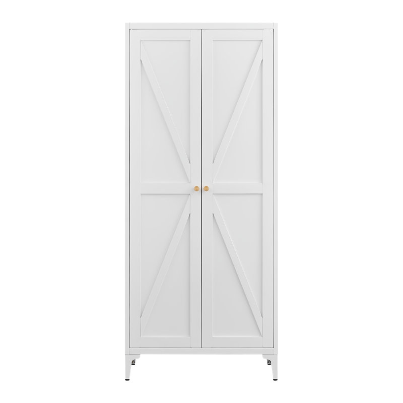 Garde-manger en métal de grande capacité de 64,96 po de hauteur - tablettes réglables et base robuste à quatre pieds (blanc)