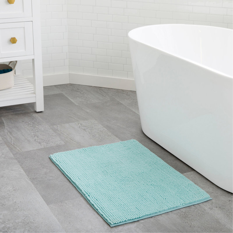 Chenille Bath Mat, 17X48, Aqua