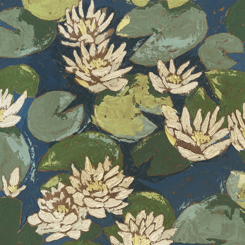 Water Flowers II by Megan Meagher - Wrapped Canvas Painting, 30cm H x 30cm W