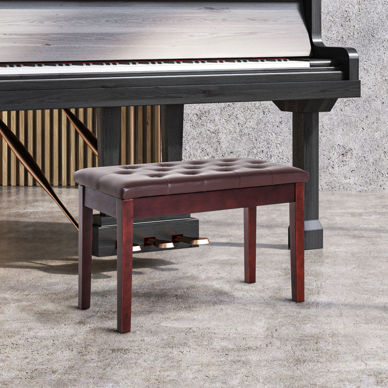 Tabouret de coiffeuse pour piano, banc de clavier de piano, chaise rembourrée, tabouret de bibliothèque en bois, Brown