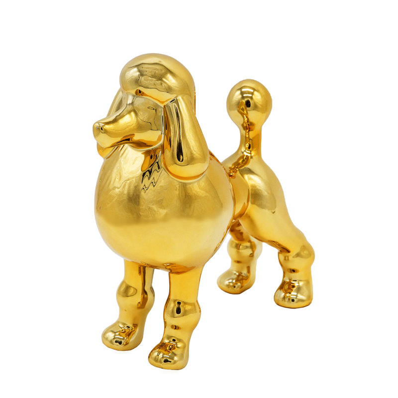 Figurine Rideau, Métalique, H 10 po x l 8,74 po x P 4,13 po, Caniche