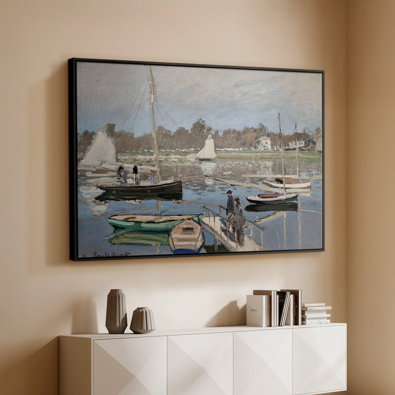 «The Basin at Argenteuil», 1874 - Claude Monet, toile tendue avec châssis, 26 x 40, Noir