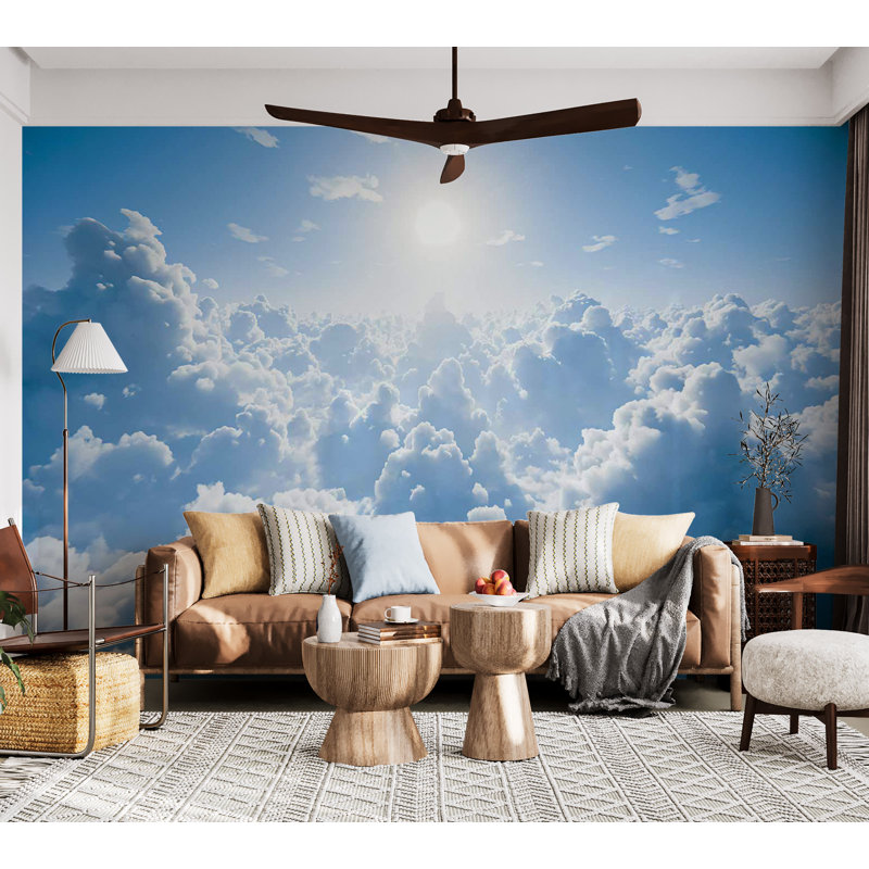 Murale paysage pelez et collez - Rayons de soleil chauds, L 82 po x l 115 po