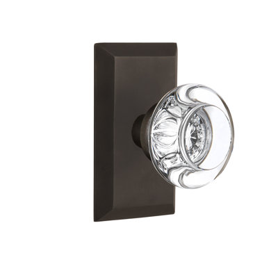 Plaque Studio avec poignée de porte ronde en cristal transparent