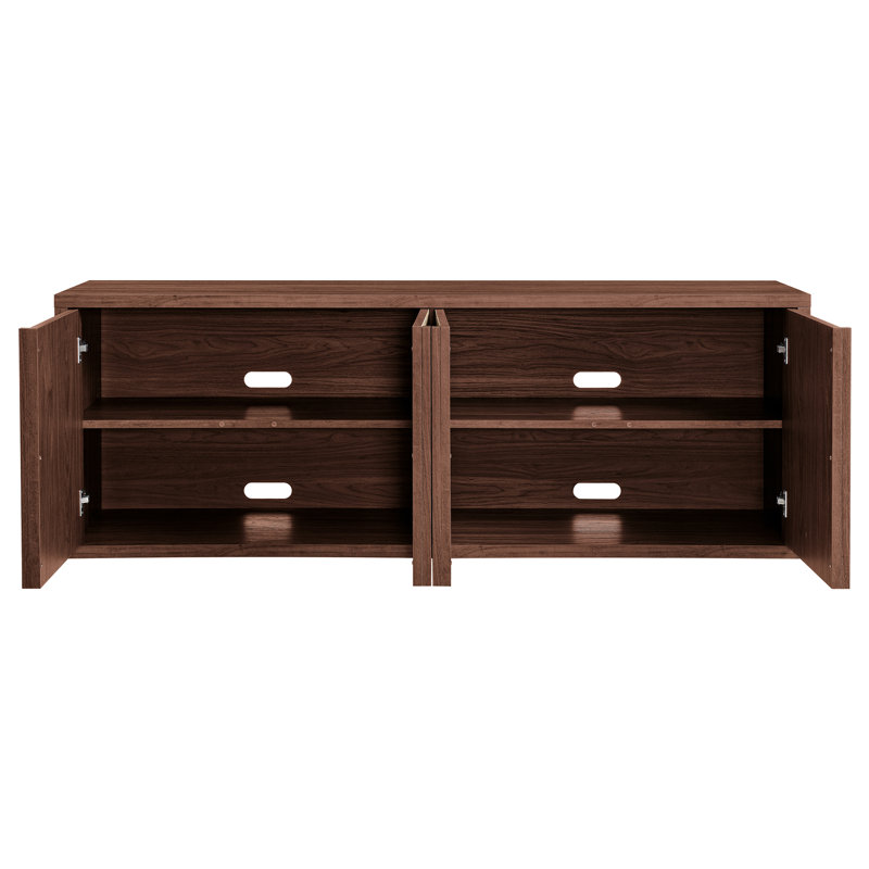 Kai Rectangular TV Stand for TV's up to 75" in Black Grain, Satin Walnut