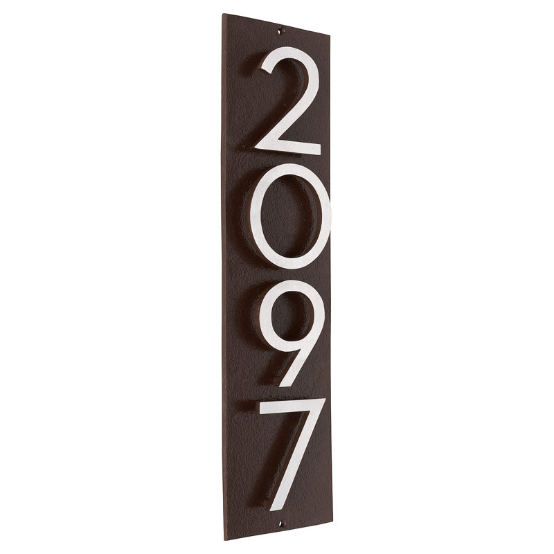 Floating Modern 6" Number Vertical Address Plaque (4 Characters), Roman Bronze/Two Tone, Yes