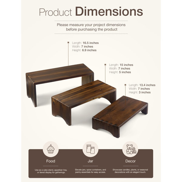 Vendor Risers Ophelia & Co. Acacia Wood Risers Display Stands Set Of 3 - Wooden 3 ...