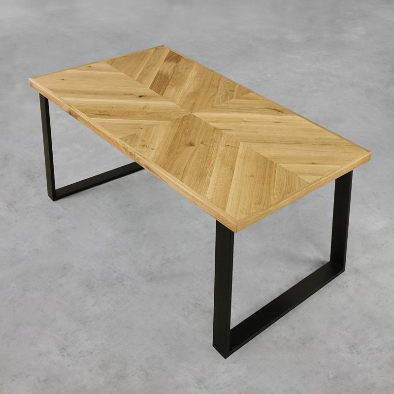 Tyree Oak Metal Base Dining Table, H75 x L180 x W90cm, Natural