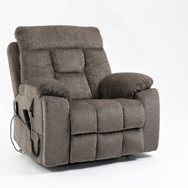 Old age electric lift chair, flat high density foam electric sofa, with heating and massage functions, can tilt to 180 degrees, 2 pocket cup holders, 2 remote controls, dual OKIN motors