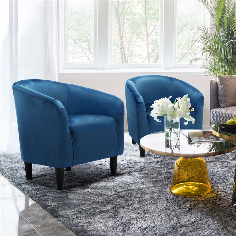 Robeson 28" Wide Velvet Barrel Chair, Pagoda Blue Velvet