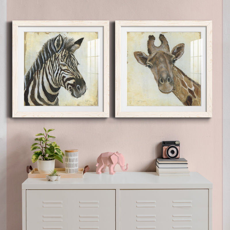 Zèbre à motifs - ensemble de 2 cadres photo, H 34,5 po x l 69 po x P 1 po, Cadre blanc