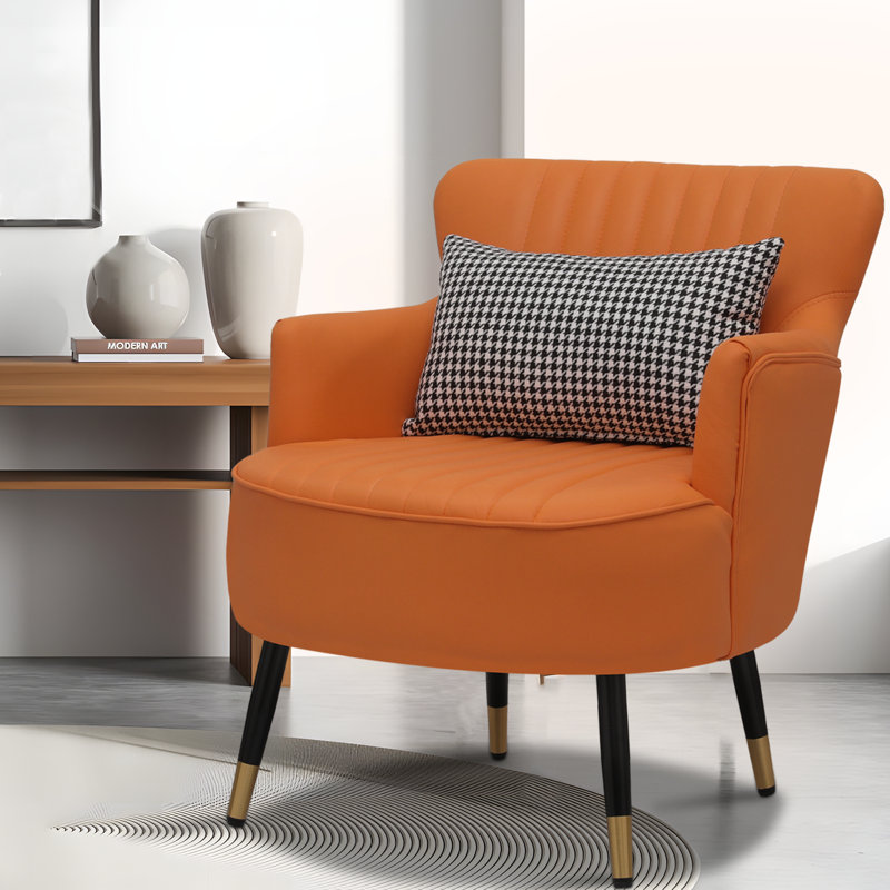 Chaise d'appoint rembourrée avec coussin Bettyanne, Orange Leathaire orange