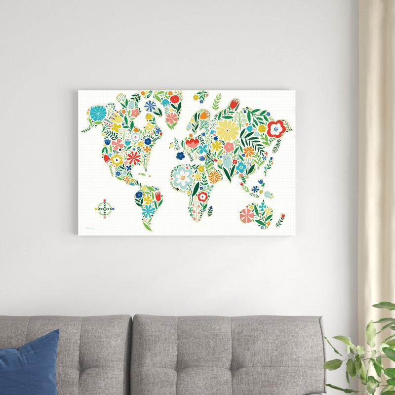 Monde floral blanc, H 24 po x l 36 po