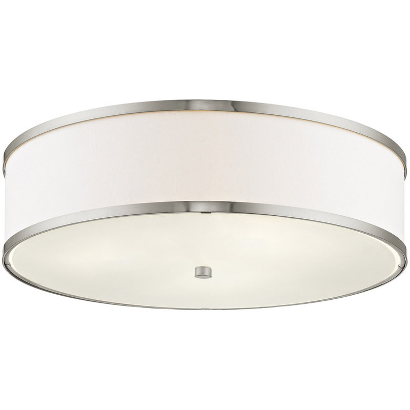 Ener Fabric Semi Flush Mount, Brushed Nickel, 8" H x 18" W x 18" D