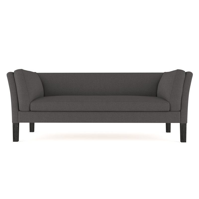 Charlton Flared Shelter-Arm Sofa, 31" H x 72" W x 33" D, Box Weave Linen Graphite, Ebony