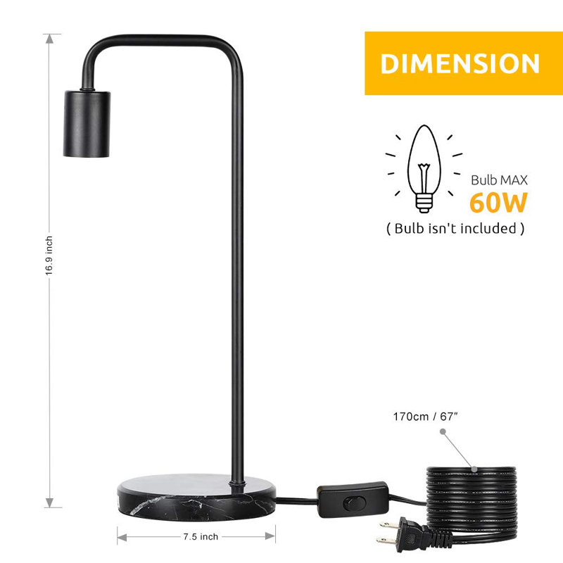 Dewayne Marble Desk Lamp, Black