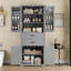 Grande armoire de rangement 72,5 pouces avec 2 tiroirs et tablettes de porte - Gris-189635596