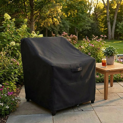 Heavy Duty Premium Patio Chair Cover – Breathable, Heavy-Duty Protector with Water-Resistant PVC, Adjustable Elastic Hem, Click-Close Straps, and Air Vents - Hyslop