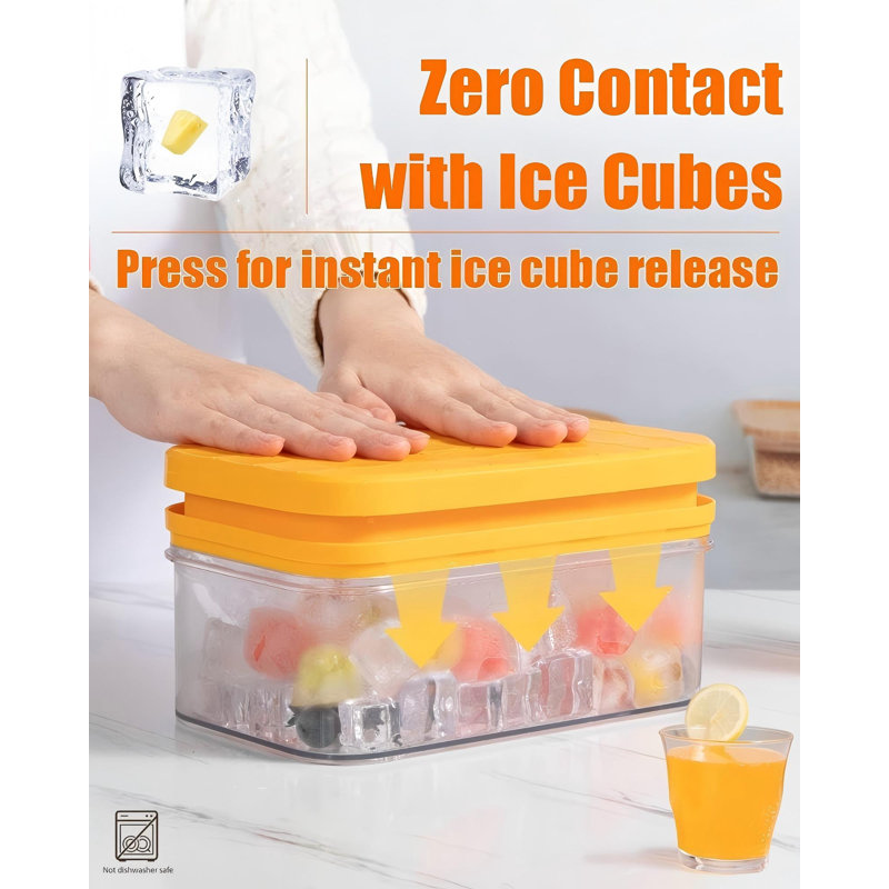 Plateau à glaçons avec couvercle et bac, moule à glaçons avec 56 cubes, bacs à glaçons empilables pour congélateur avec fond en silicone facile à libérer, pour boissons, café