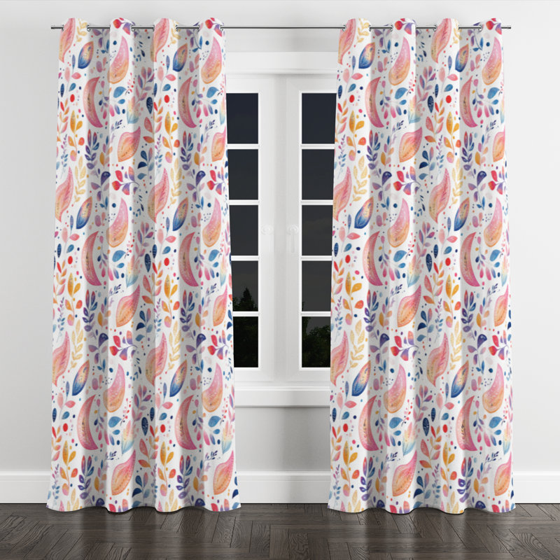 French Country Room Darkening Curtains - Pink Azelie Grommet Curtain - 1 Panel, 52" W x 120" L, Silver Grommets