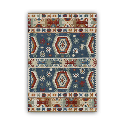 Vintage Ethnic Patterned Colorful Digital Print Decorative Woven Base Rug