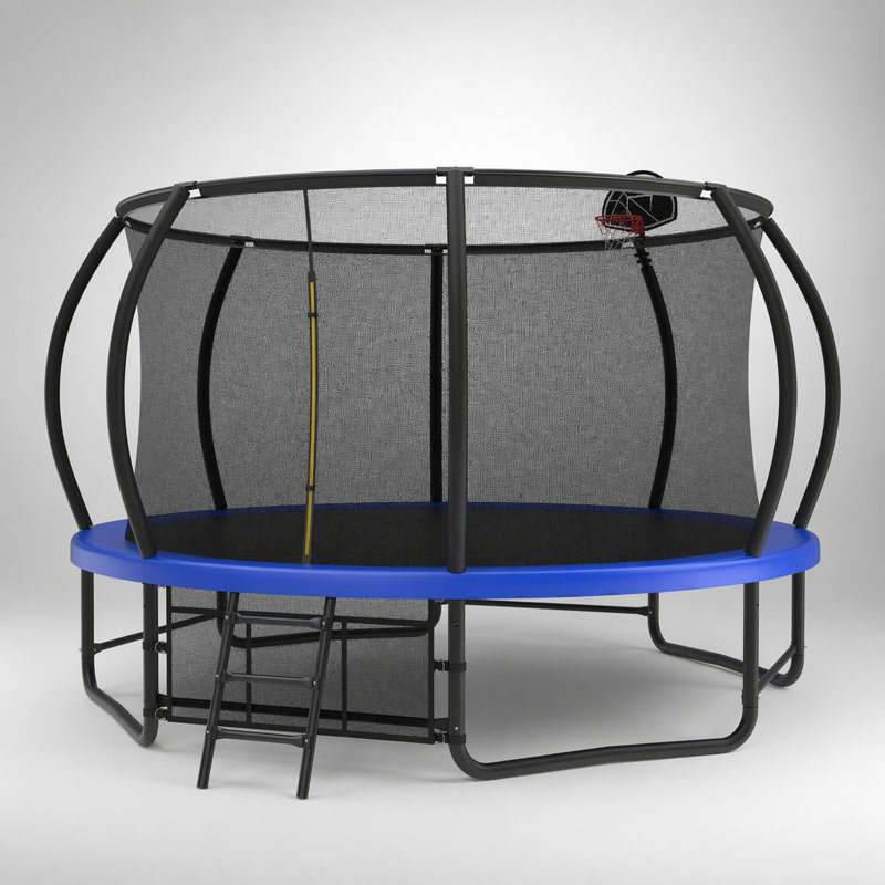Trampoline 14 pi avec enceinte sécuritaire, échelle et revêtement antirouille pour le plaisir en famille à l'extérieur, approuvé ASTM