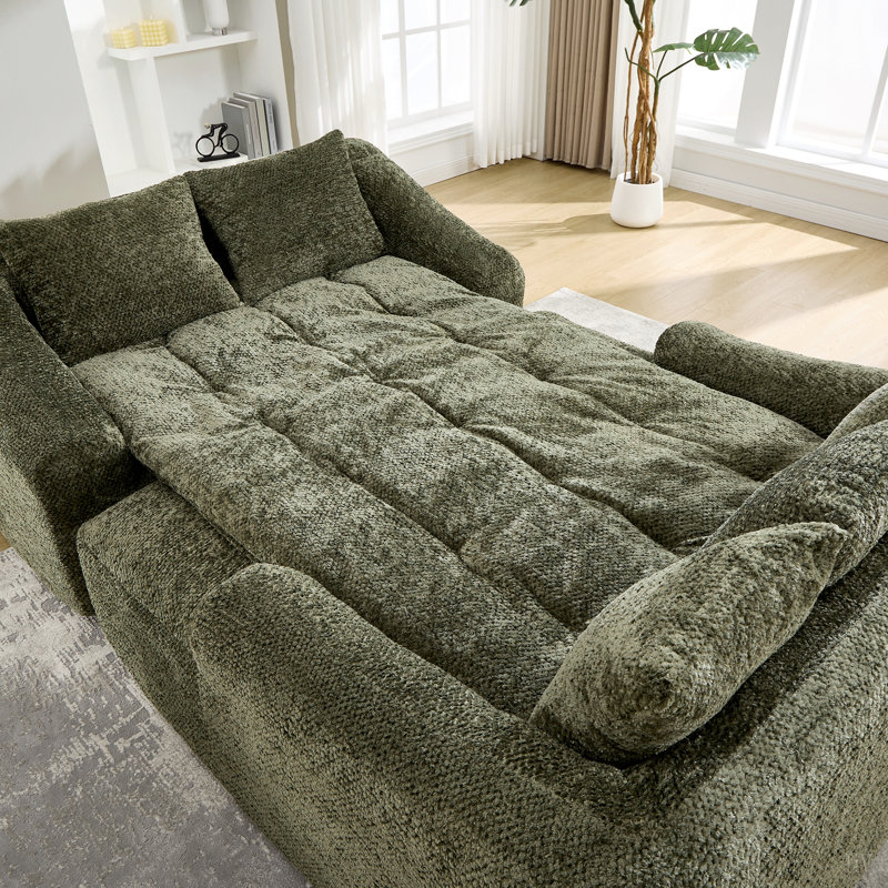 Chaise longue surdimensionnée pour l'intérieur, canapé-lit moderne en chenille à assise profonde avec coussins décoratifs et accoudoirs, canapé-lit pour le salon, chambre à coucher