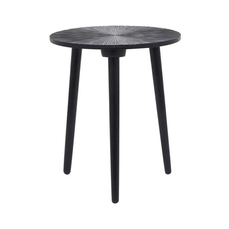 Solid Wood 3 Legs End Table, Black
