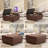 Mid-century Coffee Table with Nailhead Inlay,Modern Storage Stool with 2 Storage Doors-2025335754