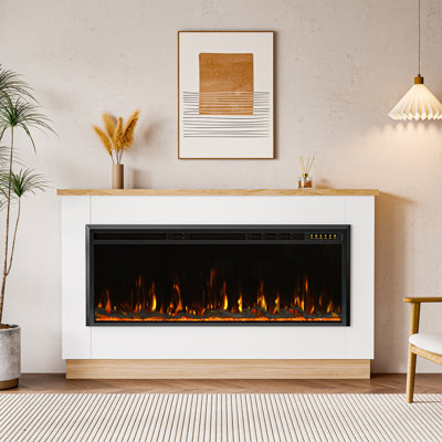 Foyer électrique 60 "avec manteau de cheminée, support pour 12 effets de flamme