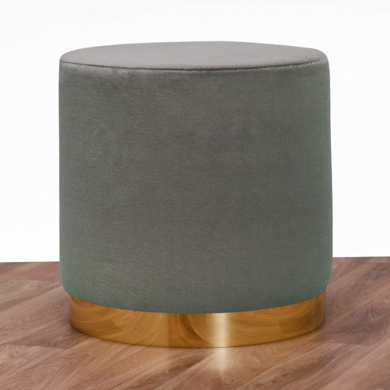 Repose-pieds rond 15,7 po Frasure, 100% polyester gris / or