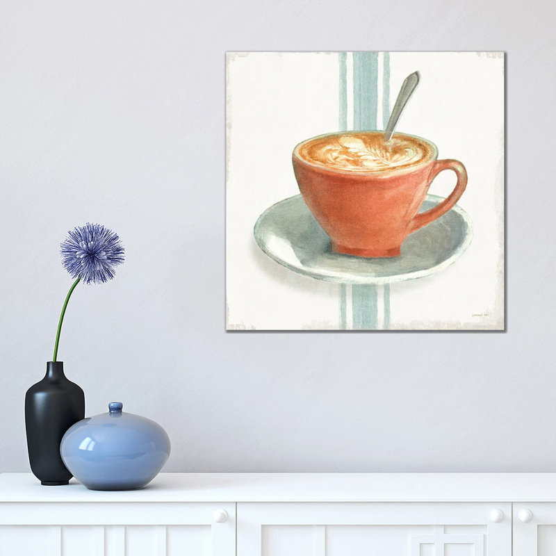 Wake Me Up Coffee III with Stripes No Cookie 1 Piece Wrapped Canvas Painting, 45.72 cm H x 45.72 cm W