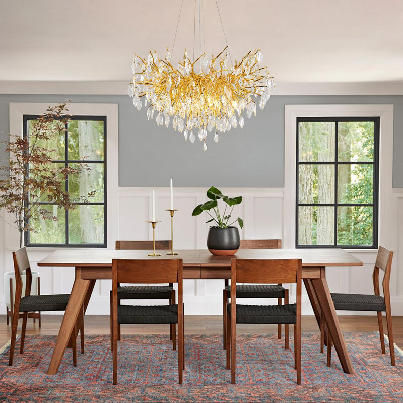 Grand lustre en cristal, H 17,72 po x l 24 po x P 24 po, 8