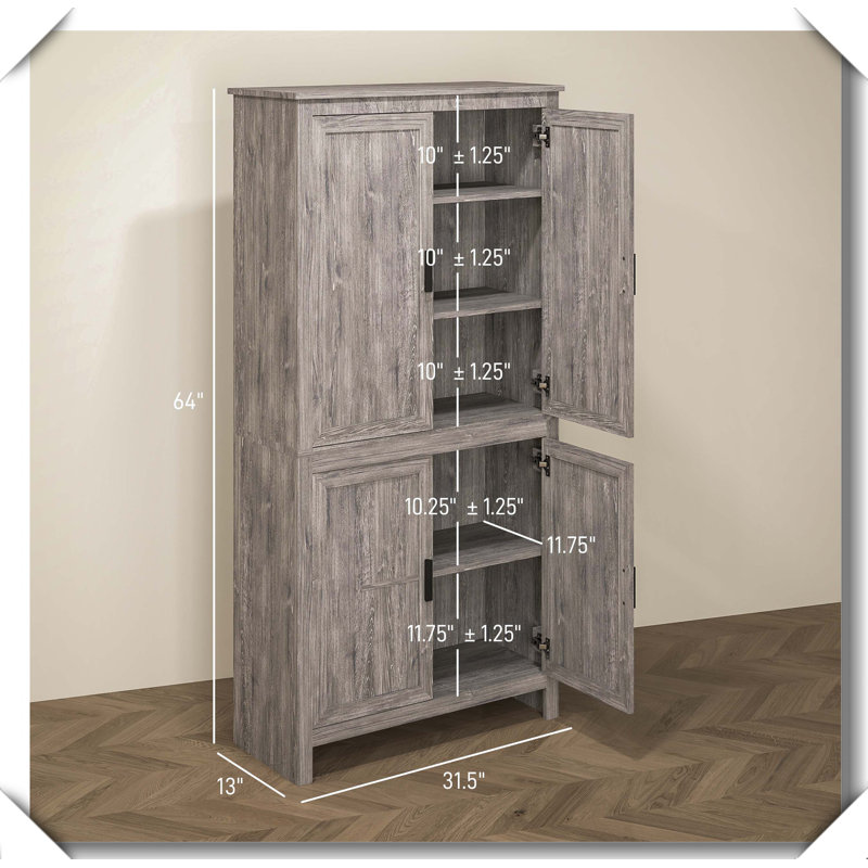 Armoire de rangement autoportante avec tablettes réglables, idéale pour la cuisine et l'organisation à la maison, Gris