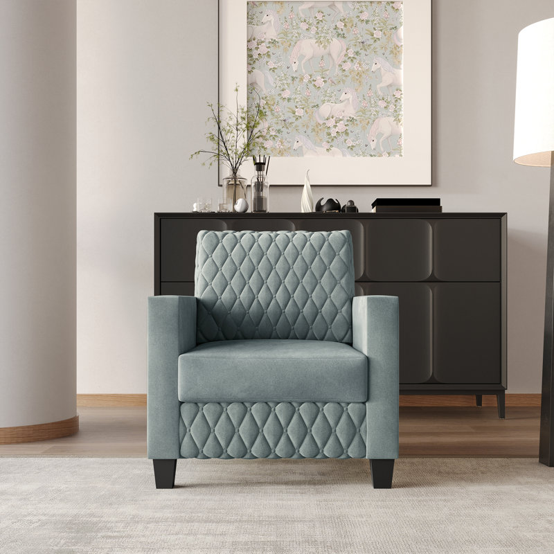 Chaise rembourrée en velours, Polyester bleu clair