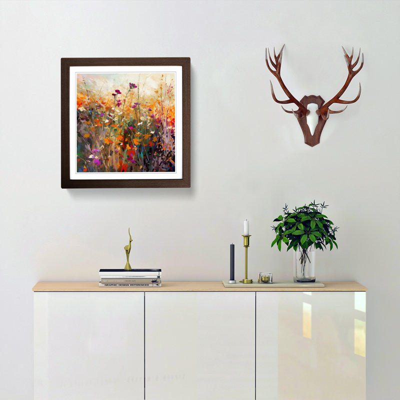 Wildflowers Glitch Art No.3 - Framed Print, Walnut