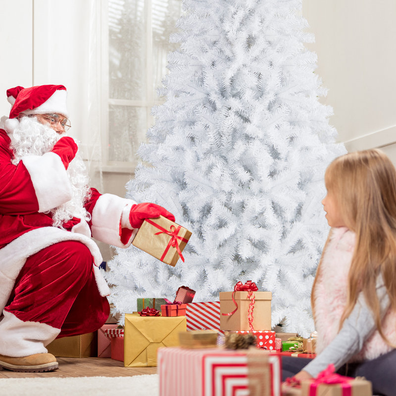 Arbre de Noël blanc en PVC artificiel réaliste, 7,5 pi