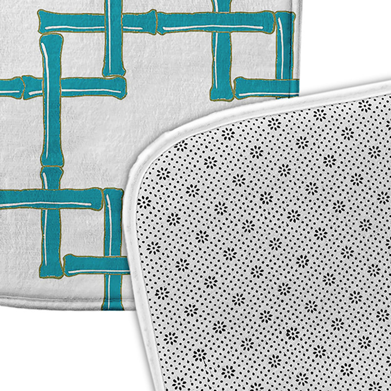 Tapis de bain en rayonne de bambou, Bleu, L 17 po x L 24 po