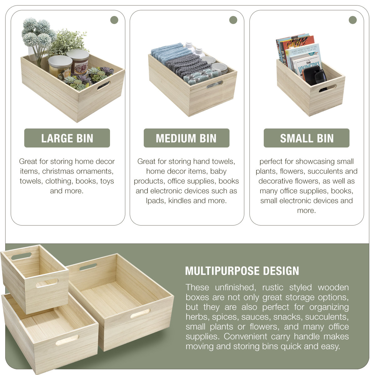 Sorbus Unfinished Wood Crates, Organizer Bins, Wooden Box, Cabinet ...