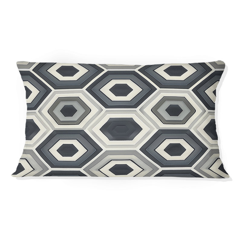 Imprimé hexagonal gris - coussin lombaire traditionnel