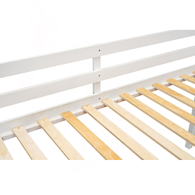 Lit simple mezzanine bas avec échelle, Lit simple, Blanc