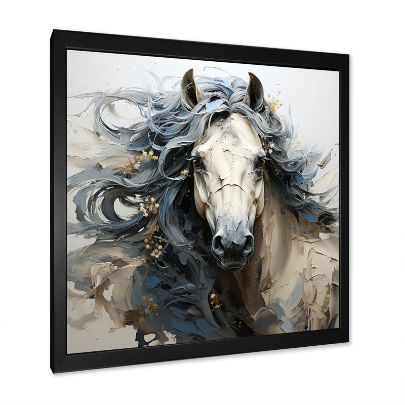 Fantaisie cheval féminin II sur toile, Cadre simple noir, H 36 po x l 36 po x P 1,5 po