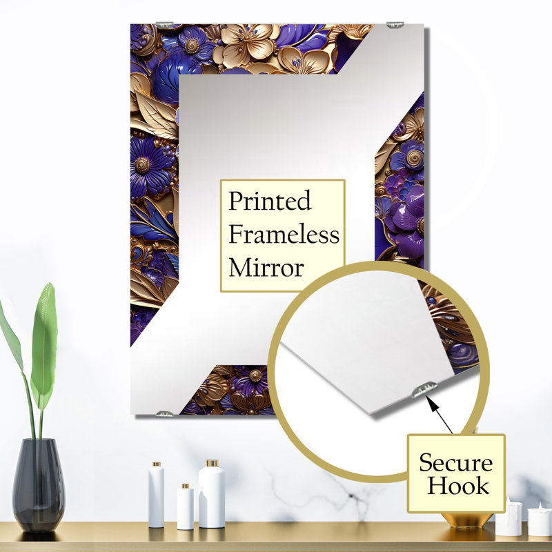Rusell - Miroirs muraux décoratifs floraux abstraits MIR136421, 32 po x 24 po