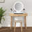 Rowell Vanity Table Set with 3 Modes Adjustable Brightness Mirror and Free Make-up Organizer