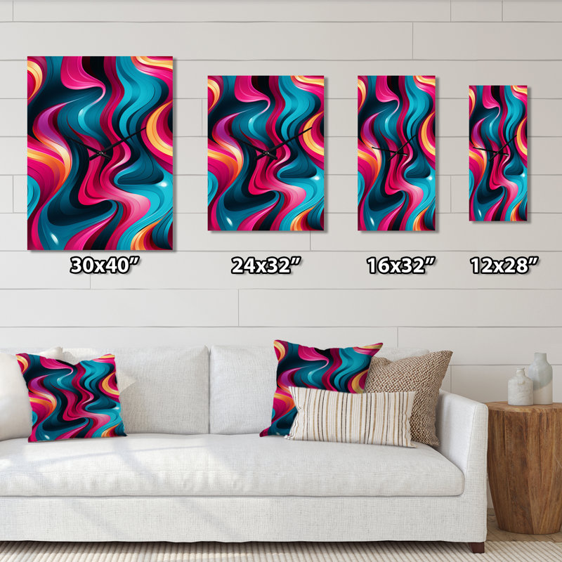 Retro Waves I - Horloges murales modernes, Moyen