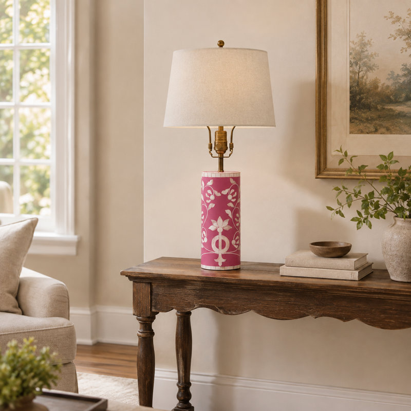 Lampe de table Floral Vine Bone Inlay - Fuchsia, Fuchsia