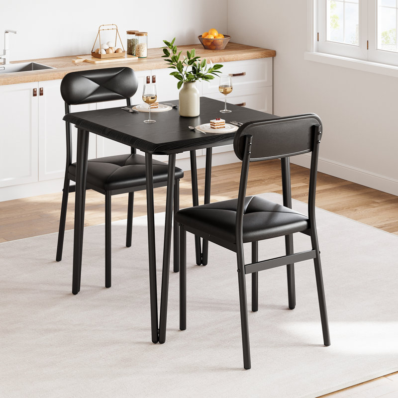 Ensemble de table de salle à manger de 2, petite table de cuisine avec chaises pour 2 avec chaises rembourrées, ensemble de table de salle à manger 3 pièces, ensemble de table de cuisine compacte pour petit espace