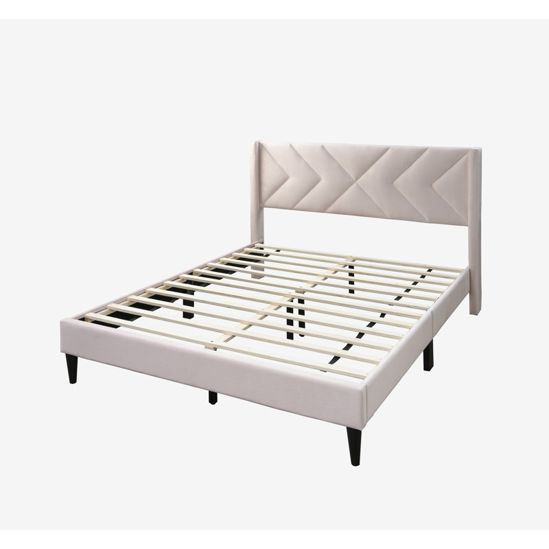 Lit tapissier en velours pour grand lit, Rose clair